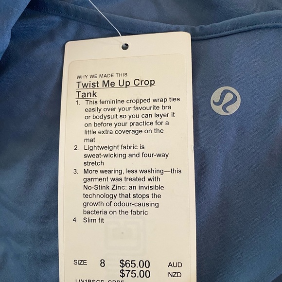 Lululemon Twist me up crop tank Size 8 - Picture 4 of 4
